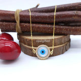 Big Stone Mother of Pearl Evil Eye Pendant Necklace