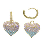 Pastel CZ Heart Charm Dangle Earrings