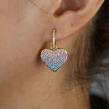 Pastel CZ Heart Charm Dangle Earrings