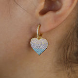 Pastel CZ Heart Charm Dangle Earrings