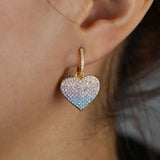 Pastel CZ Heart Charm Dangle Earrings