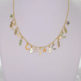Winter Rainbow CZ Paved Charm Choker Necklace