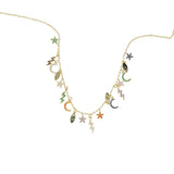 Winter Rainbow CZ Paved Charm Choker Necklace
