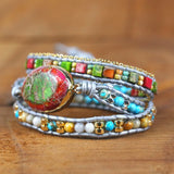 Boho Leather Bracelet with Natural Stone Charm