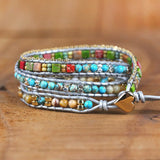 Boho Leather Bracelet with Natural Stone Charm