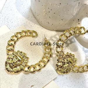 Drop Oil Lion Head Stud Earrings for Women