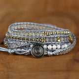 Pink Quartz Crystal 5 Strands Woven Wrap Bracelets Bohemian Bracelet