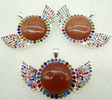 8pcs Quartz Crystal Tiger Opal Eye Pendant for DIY Jewelry Making