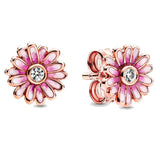 925 Silver Daisy Flower Sparkle Hexagon Pan Studs Women Gift DIY Jewelry