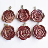 2020 Carved Rainbow Stone Rose Flower Pendants Charms Jewelry 6pcs/lot