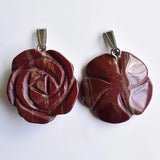 2020 Carved Rainbow Stone Rose Flower Pendants Charms Jewelry 6pcs/lot