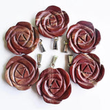 2020 Carved Rainbow Stone Rose Flower Pendants Charms Jewelry 6pcs/lot