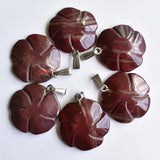 2020 Carved Rainbow Stone Rose Flower Pendants Charms Jewelry 6pcs/lot