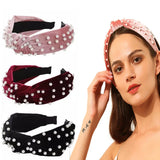 Bow Pearl Flannel Hairband Solid Hair Accessories