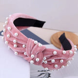 Bow Pearl Flannel Hairband Solid Hair Accessories
