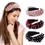 Bow Pearl Flannel Hairband Solid Hair Accessories