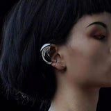 Punk Geometric Metal Ear Cuff Clip Earrings Vintage Silver Jewelry