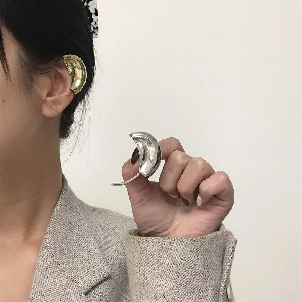 Punk Geometric Metal Ear Cuff Clip Earrings Vintage Silver Jewelry