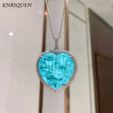 Heart Crystal Paraiba Tourmaline Pendant Necklace for Women