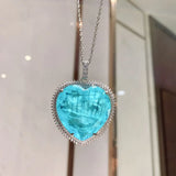 Heart Crystal Paraiba Tourmaline Pendant Necklace for Women