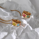 18k Plated Colorful Dripping Oil Necklaces for Women