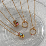 18k Plated Colorful Dripping Oil Necklaces for Women