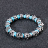 8mm Classic Skull Men Bracelet Vintage Turquoise Stone Strand