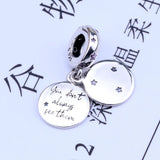 925 Silver Sisters Pink Star Charm Bead Pendant