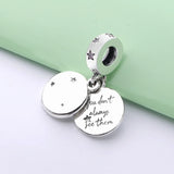 925 Silver Sisters Pink Star Charm Bead Pendant