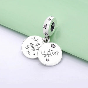 925 Silver Sisters Pink Star Charm Bead Pendant