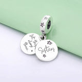 925 Silver Sisters Pink Star Charm Bead Pendant