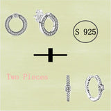 925 Silver Logo Double-sided Earrings with Circle Crystal