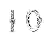 925 Silver Logo Double-sided Earrings with Circle Crystal