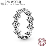 925 Silver Three Ring Intertwined Snake Texture Snowflake Women's Pan Ring