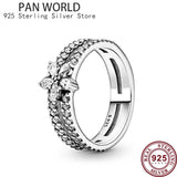 925 Silver Three Ring Intertwined Snake Texture Snowflake Women's Pan Ring