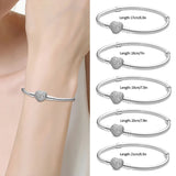925Silver Heart Bracelet&Bangle Original 3mm Charms&Beads Ladies Jewelry