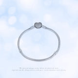 925Silver Heart Bracelet&Bangle Original 3mm Charms&Beads Ladies Jewelry