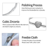 925Silver Heart Bracelet&Bangle Original 3mm Charms&Beads Ladies Jewelry