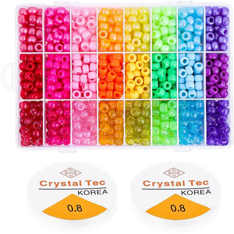 Acrylic Pony Beads Set DIY Jewelry Making 6X8mm Charms Gift