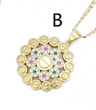 Women's Wedding Natural Zircon Necklaces 14k Hollow Fine Big Pendants
