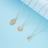 Women's Wedding Natural Zircon Necklaces 14k Hollow Fine Big Pendants