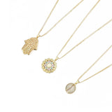 Women's Wedding Natural Zircon Necklaces 14k Hollow Fine Big Pendants