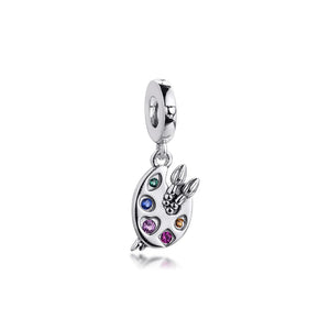 Artists Palette Dangle 925 Silver Charm for Bracelets