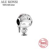 925 Silver Bead boy girl pig love heart for Pan Bracelets Women