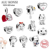 925 Silver Bead boy girl pig love heart for Pan Bracelets Women