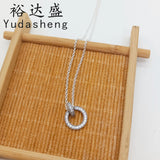 Autumn Double Circle Pendant Necklace Double-sided Design Flipping