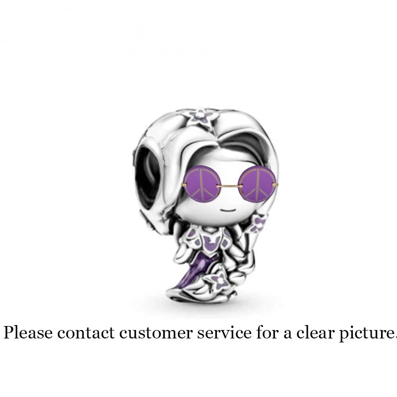 Autumn S925 Sterling Silver Purple Long Hair Princess Charm Pendant