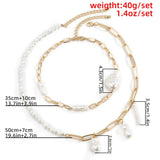 Baroque Irregular Pearl Paper Clip Button Pendant Necklace