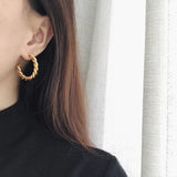 French Twisted Hypoallergenic Tarnish Stainless Steel 18K CC Hoop Earrings