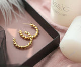 French Twisted Hypoallergenic Tarnish Stainless Steel 18K CC Hoop Earrings